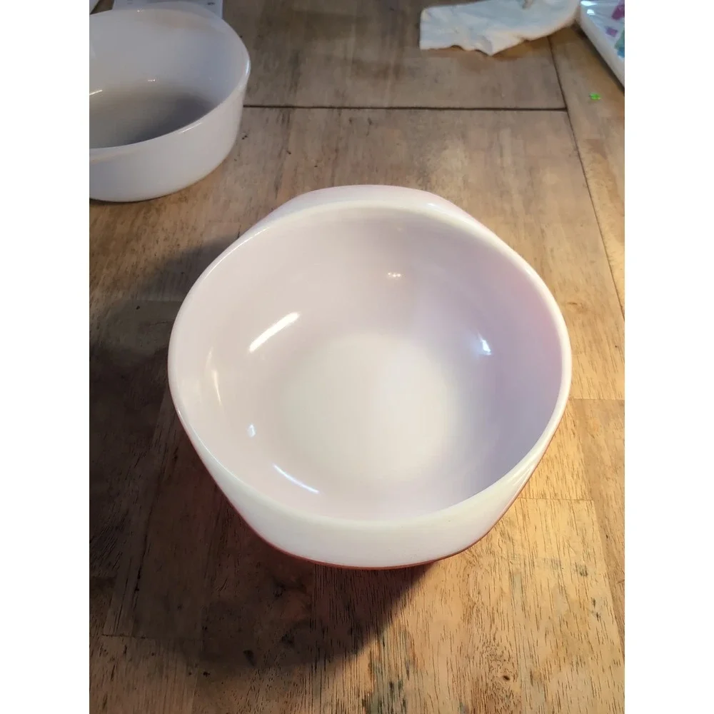 Vintage Pyrex Pink Casserole Baking Dish  Bowl 2 Qt #024 White Glasbake Bowl 2Qt